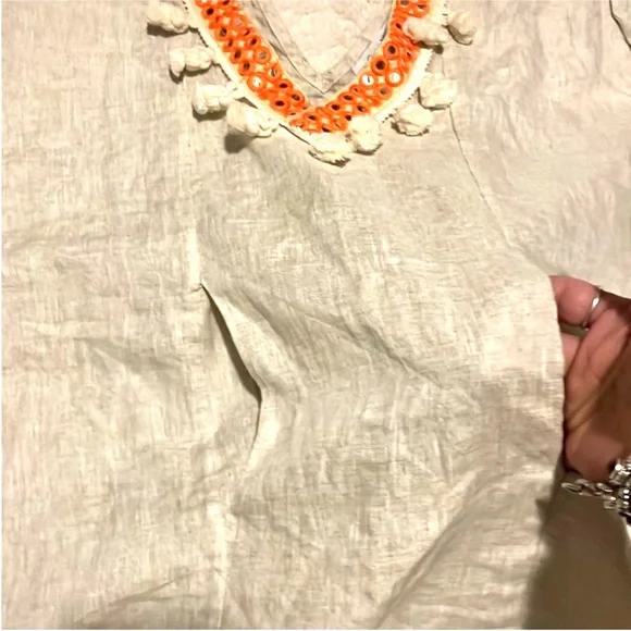 OndadeMar Women's Embroidered Tunic Boho Linen Sz S - Picture 4 of 9